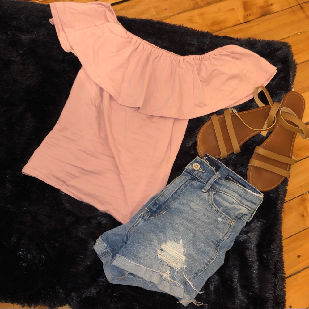 Off The Shoulder Pink Slimming Top